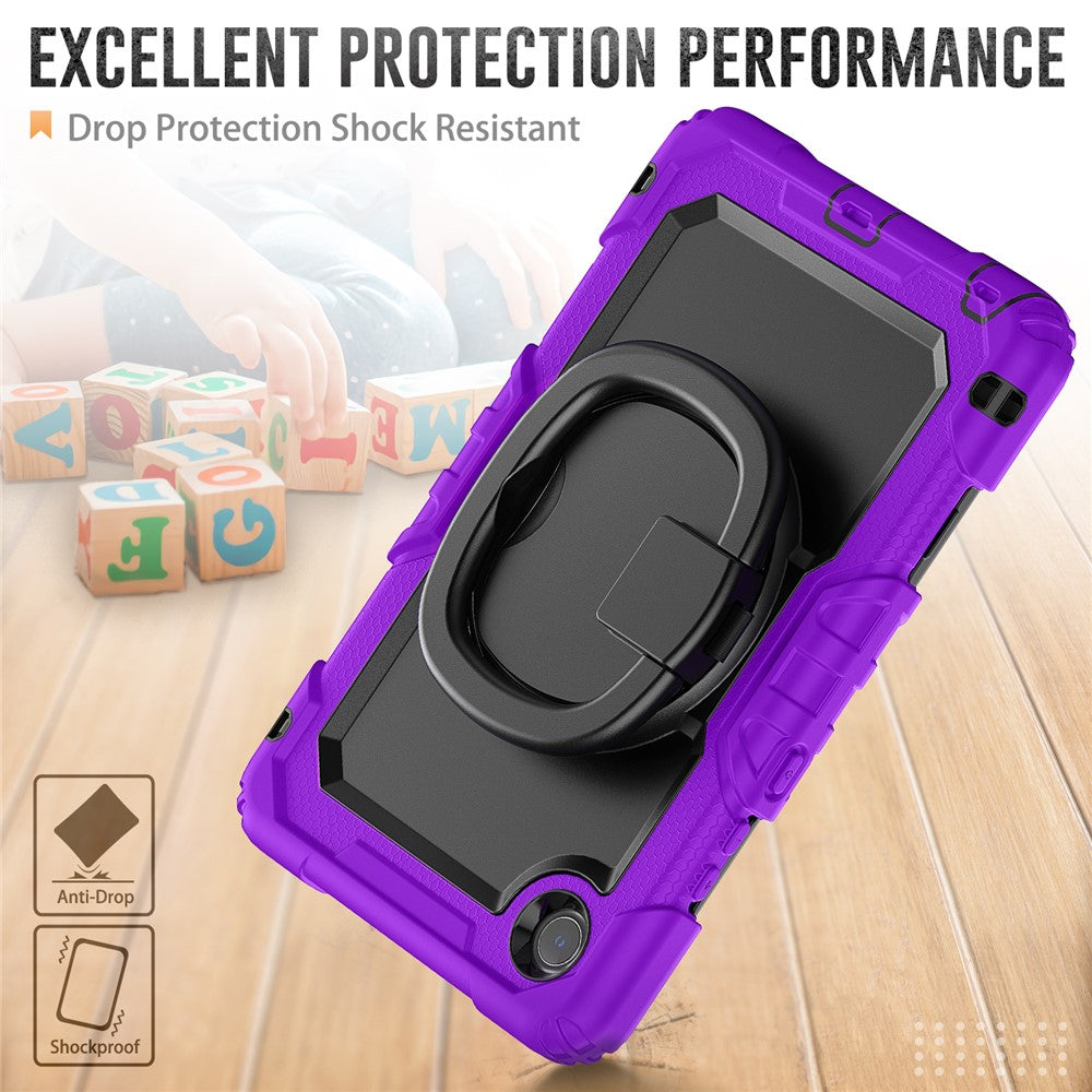For Lenovo Tab K9 TB305FU Kickstand Case PC + Silicone Tablet Cover with Shoulder Strap - Purple