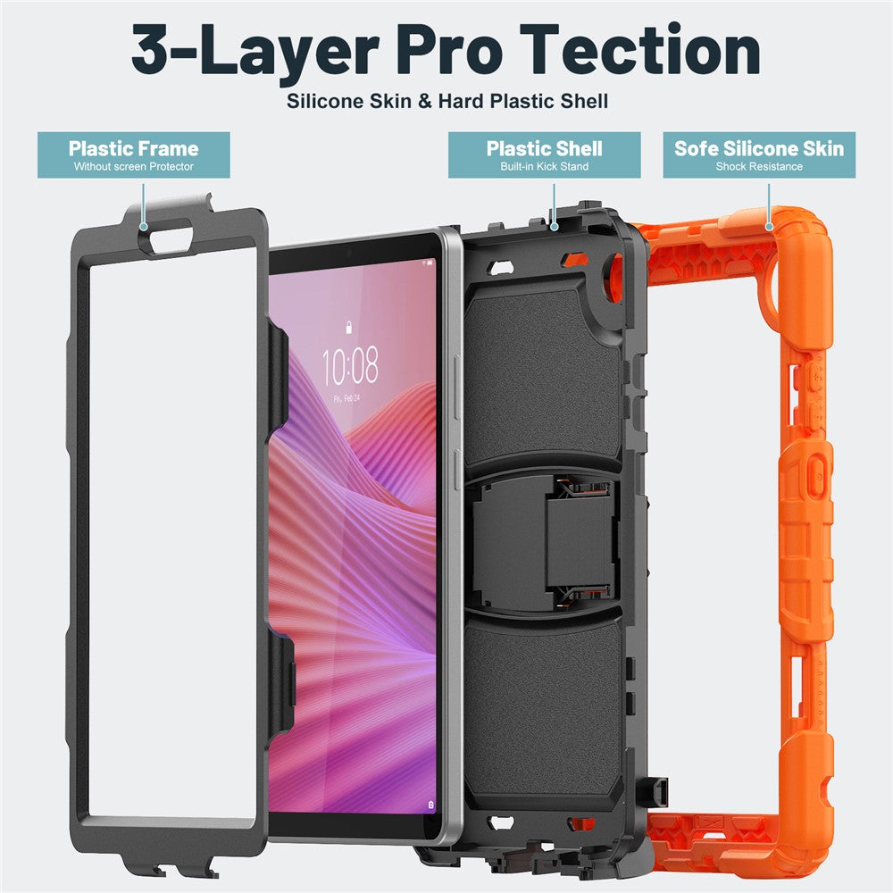 For Lenovo Tab K9 Case Kickstand PC + Silicone Shockproof Tablet Cover - Orange