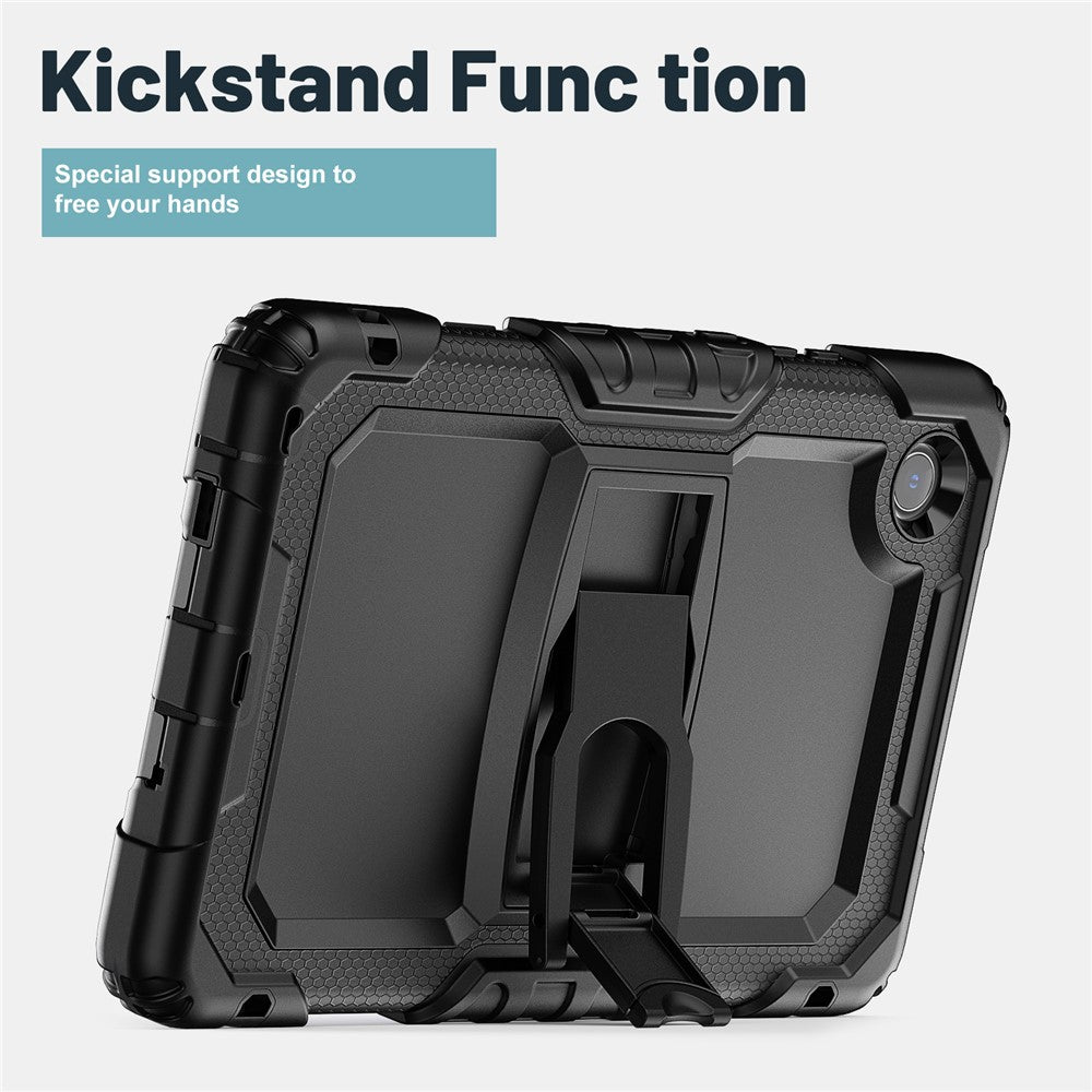 For Lenovo Tab K9 Case Kickstand PC + Silicone Shockproof Tablet Cover - Black