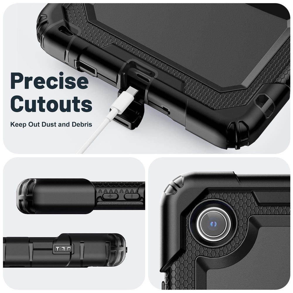 For Lenovo Tab K9 Case Kickstand PC + Silicone Shockproof Tablet Cover - Black