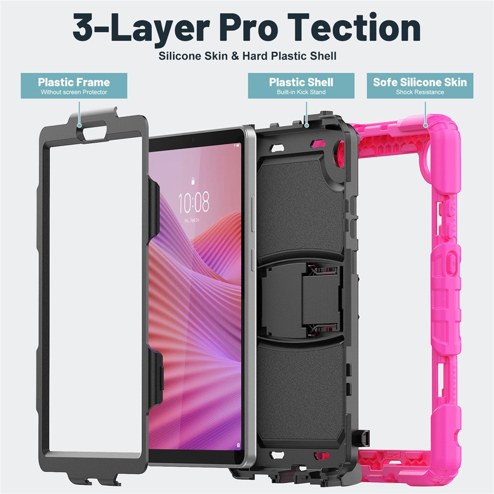 For Lenovo Tab K9 Case Kickstand PC + Silicone Shockproof Tablet Cover - Rose