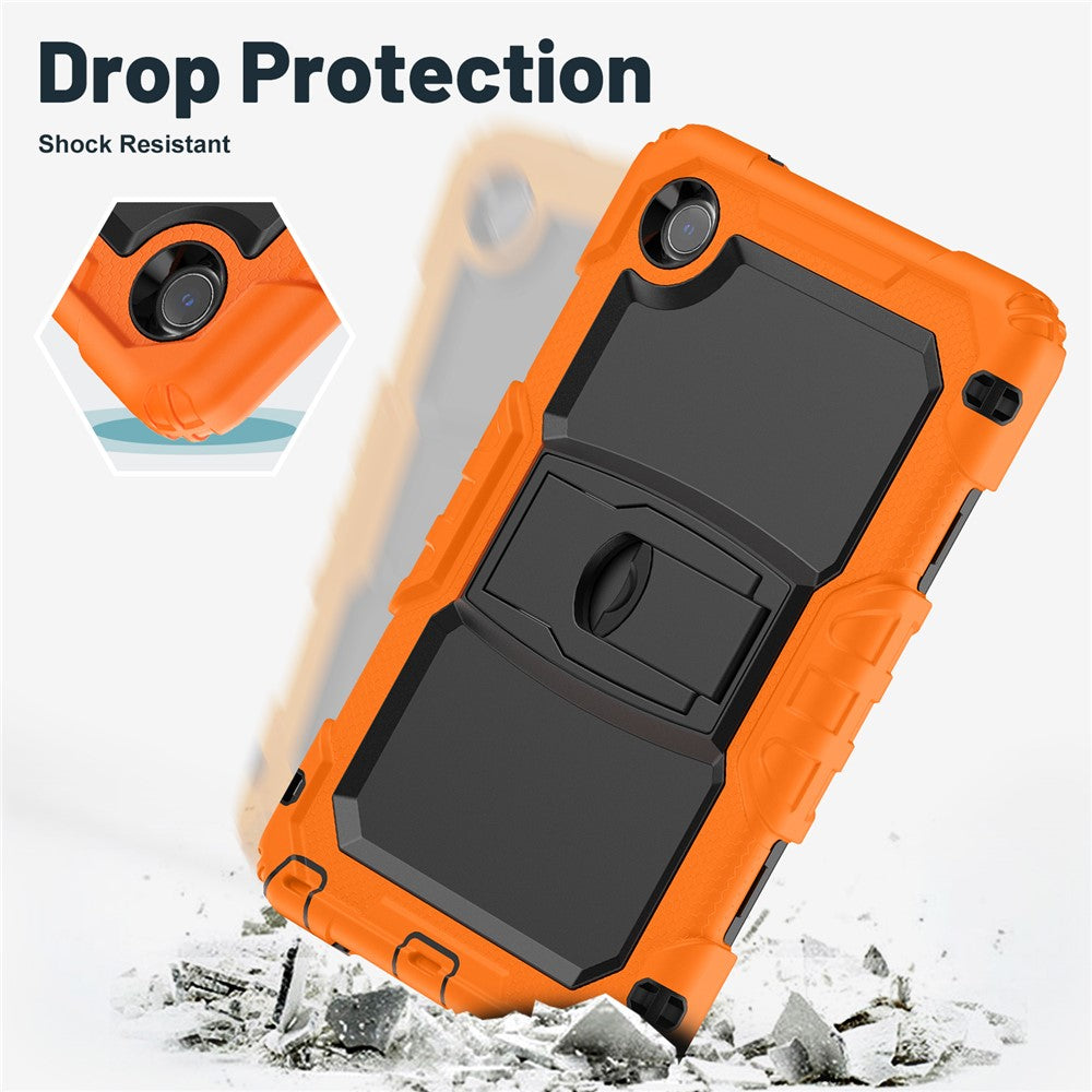 For Lenovo Tab K9 TB305FU Case with Shoulder Strap Kickstand PC + Silicone Shockproof Tablet Cover - Orange