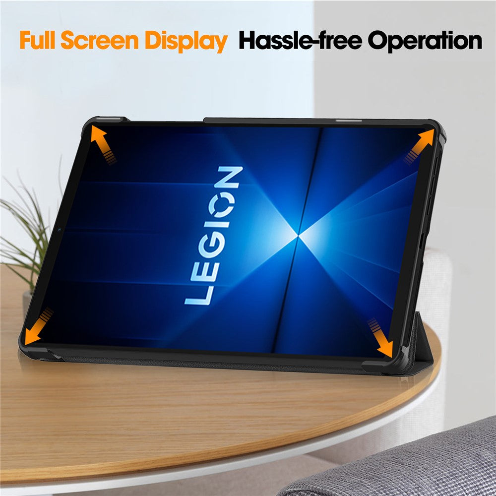 For Lenovo Legion Y700 Gen 4 Case Anti-Drop Leather Stand Tablet Cover - Black