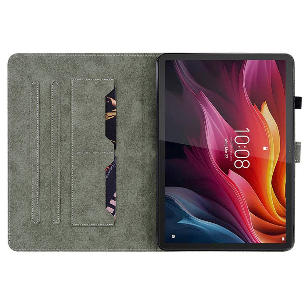 For Lenovo Idea Tab (TB336ZU / TB336FU)  /  Xiaoxin Pad 11 2025 Case Card Holder Anti-Scratch Leather Cover Rose Flower Imprint - Rose