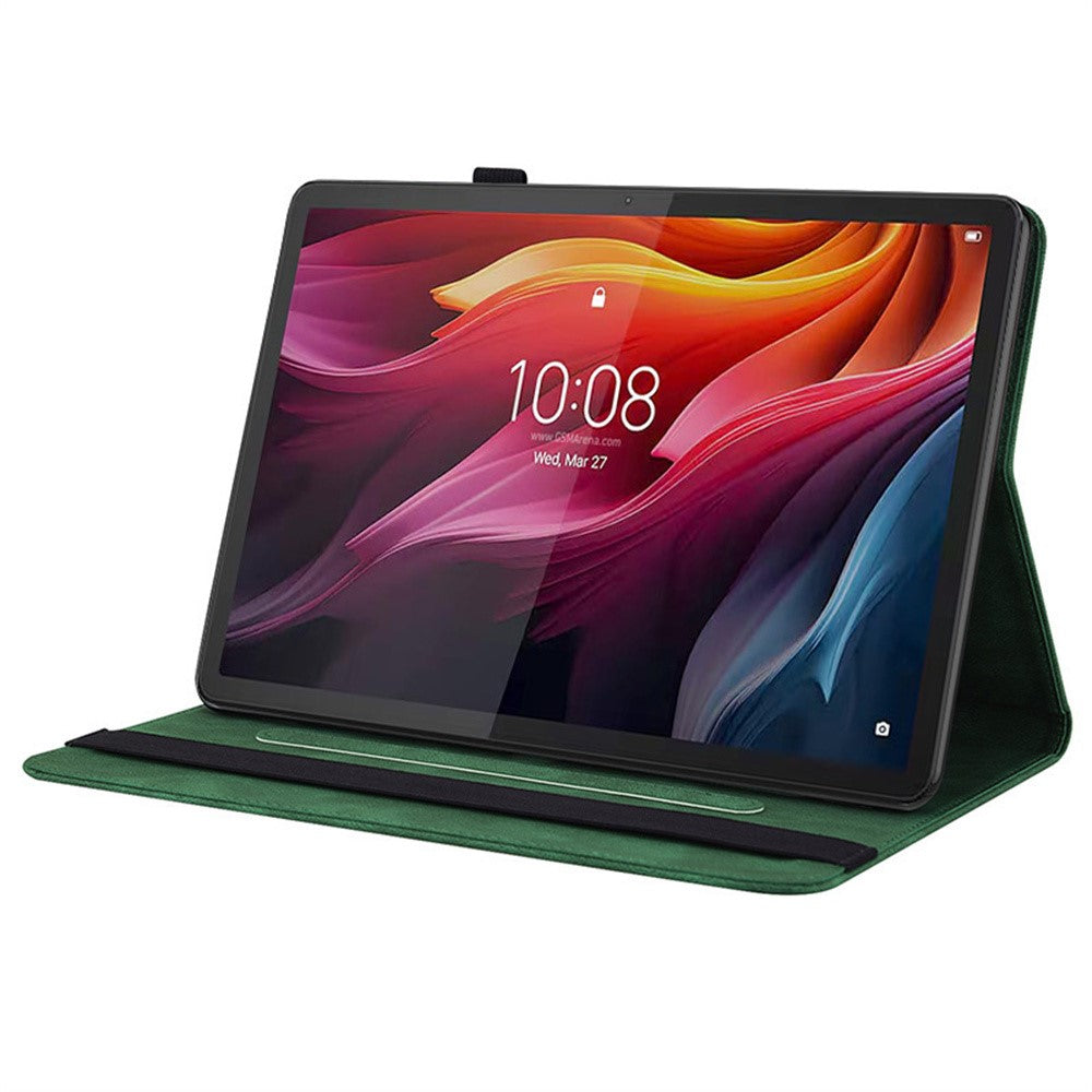 For Lenovo Idea Tab (TB336ZU / TB336FU)  /  Xiaoxin Pad 11 2025 Case Butterfly Flower Imprint PU Leather Tablet Cover with Card Slots - Green