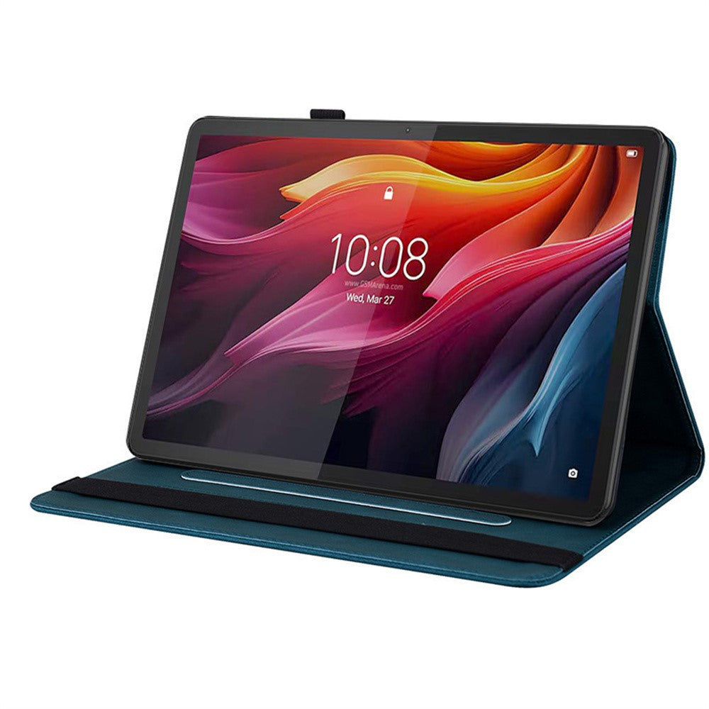 For Lenovo Idea Tab (TB336ZU / TB336FU)  /  Xiaoxin Pad 11 2025 Case Butterfly Flower Imprint PU Leather Tablet Cover with Card Slots - Blue