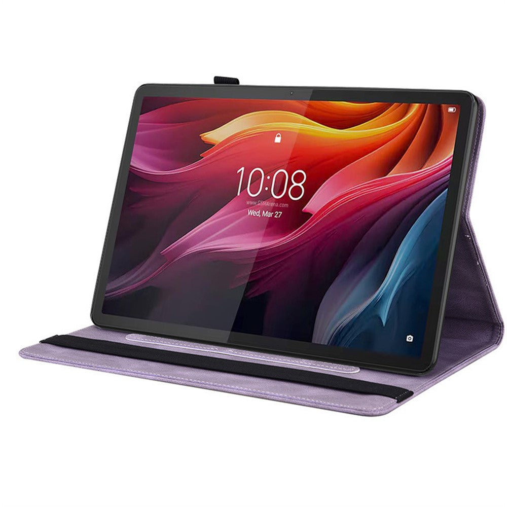 For Lenovo Idea Tab (TB336ZU / TB336FU)  /  Xiaoxin Pad 11 2025 Case Butterfly Flower Imprint PU Leather Tablet Cover with Card Slots - Purple