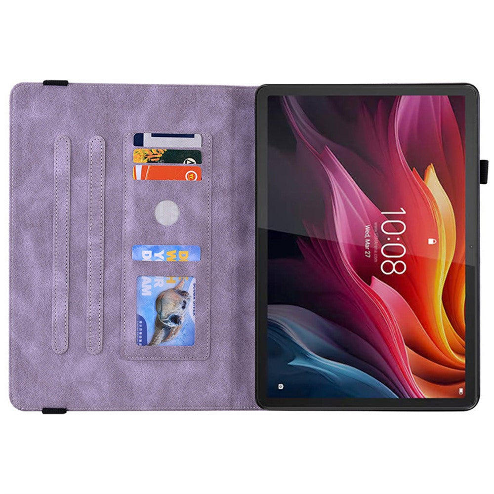 For Lenovo Idea Tab (TB336ZU / TB336FU)  /  Xiaoxin Pad 11 2025 Case Butterfly Flower Imprint PU Leather Tablet Cover with Card Slots - Purple