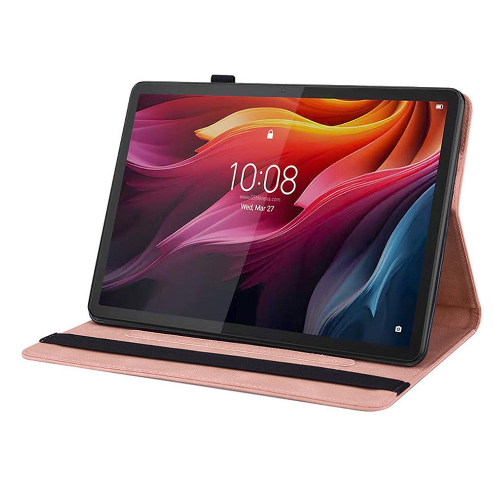 For Lenovo Idea Tab (TB336ZU / TB336FU)  /  Xiaoxin Pad 11 2025 Case Butterfly Flower Imprint PU Leather Tablet Cover with Card Slots - Pink