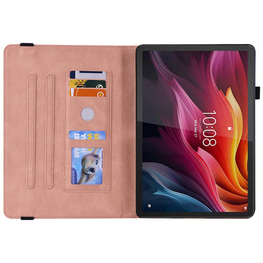 For Lenovo Idea Tab (TB336ZU / TB336FU)  /  Xiaoxin Pad 11 2025 Case Butterfly Flower Imprint PU Leather Tablet Cover with Card Slots - Pink