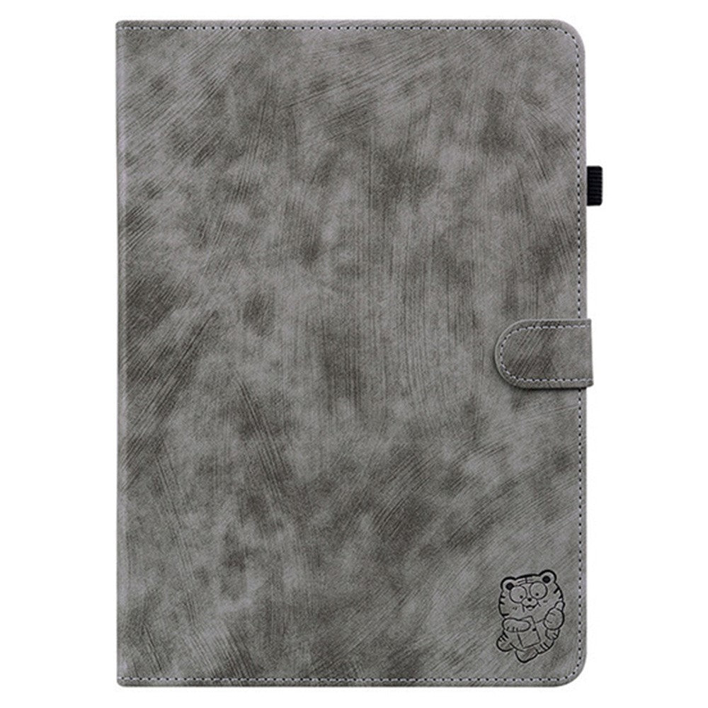 For Lenovo Idea Tab (TB336ZU / TB336FU)  /  Xiaoxin Pad 11 2025 Case Tiger Imprint Anti-Scratch PU Leather Tablet Cover - Grey