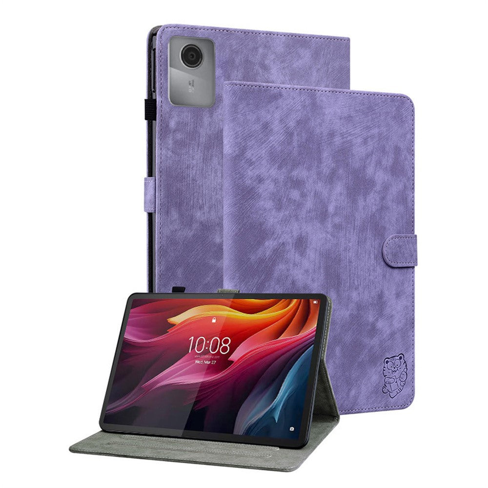 For Lenovo Idea Tab (TB336ZU / TB336FU)  /  Xiaoxin Pad 11 2025 Case Tiger Imprint Anti-Scratch PU Leather Tablet Cover - Purple