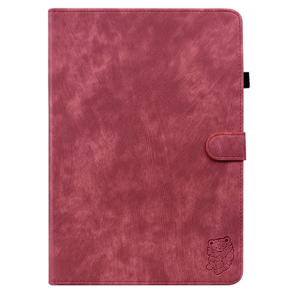 For Lenovo Idea Tab (TB336ZU / TB336FU)  /  Xiaoxin Pad 11 2025 Case Tiger Imprint Anti-Scratch PU Leather Tablet Cover - Red