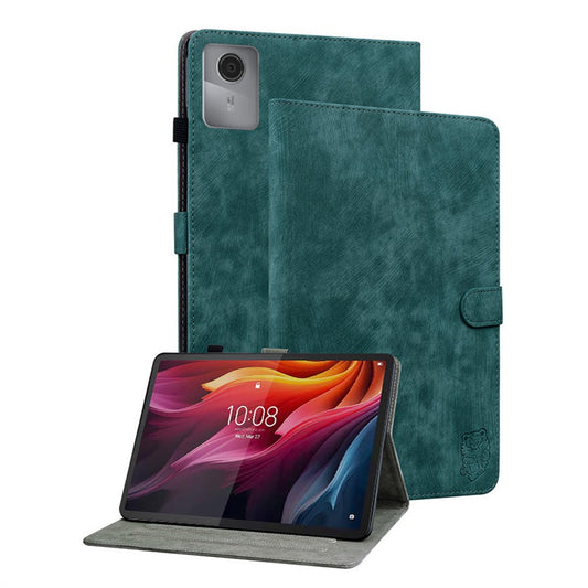 For Lenovo Idea Tab (TB336ZU / TB336FU)  /  Xiaoxin Pad 11 2025 Case Tiger Imprint Anti-Scratch PU Leather Tablet Cover - Green
