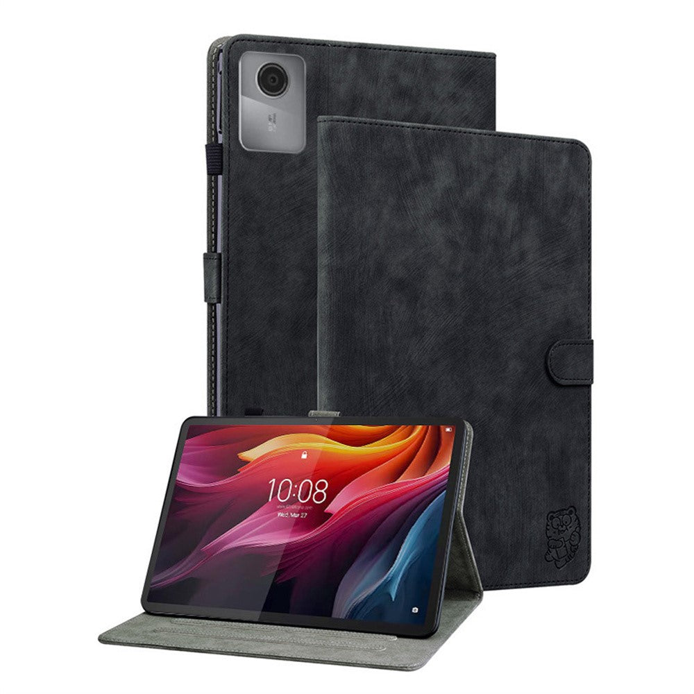 For Lenovo Idea Tab (TB336ZU / TB336FU)  /  Xiaoxin Pad 11 2025 Case Tiger Imprint Anti-Scratch PU Leather Tablet Cover - Black