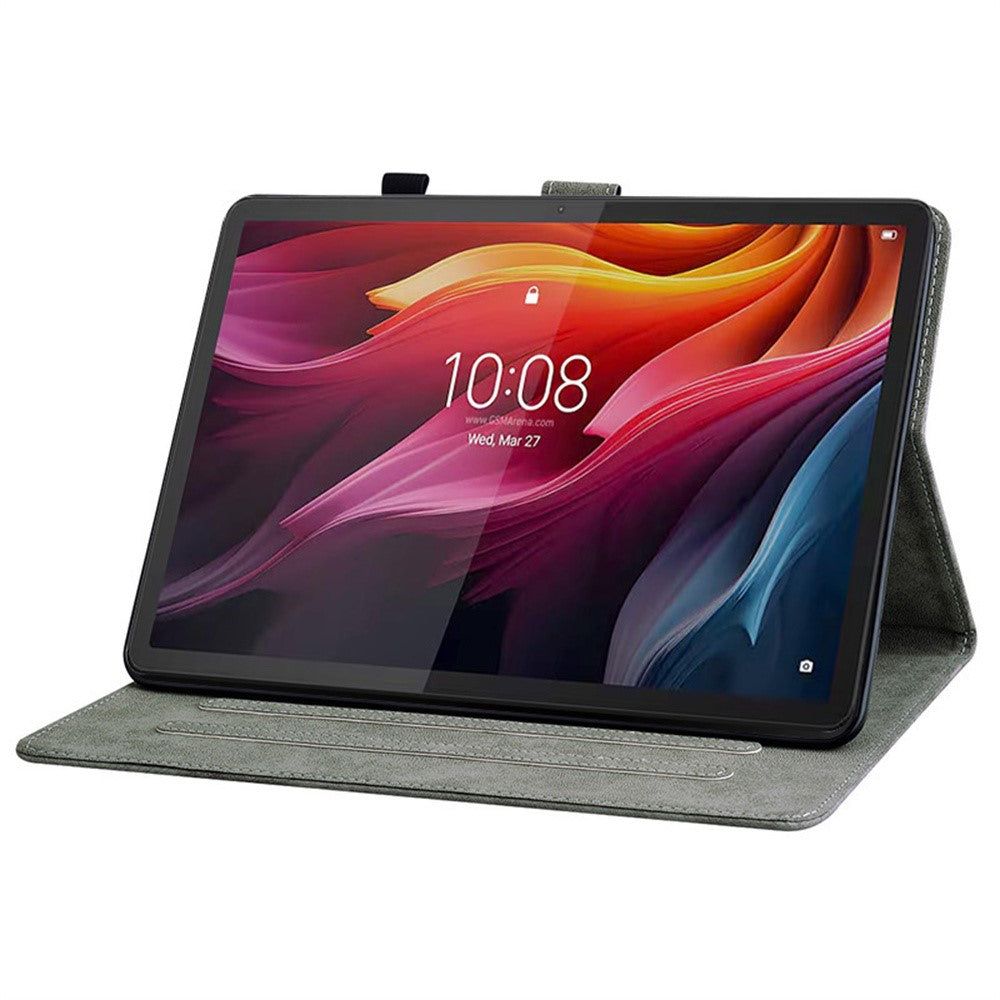 For Lenovo Idea Tab (TB336ZU / TB336FU)  /  Xiaoxin Pad 11 2025 Case Tiger Imprint Anti-Scratch PU Leather Tablet Cover - Black