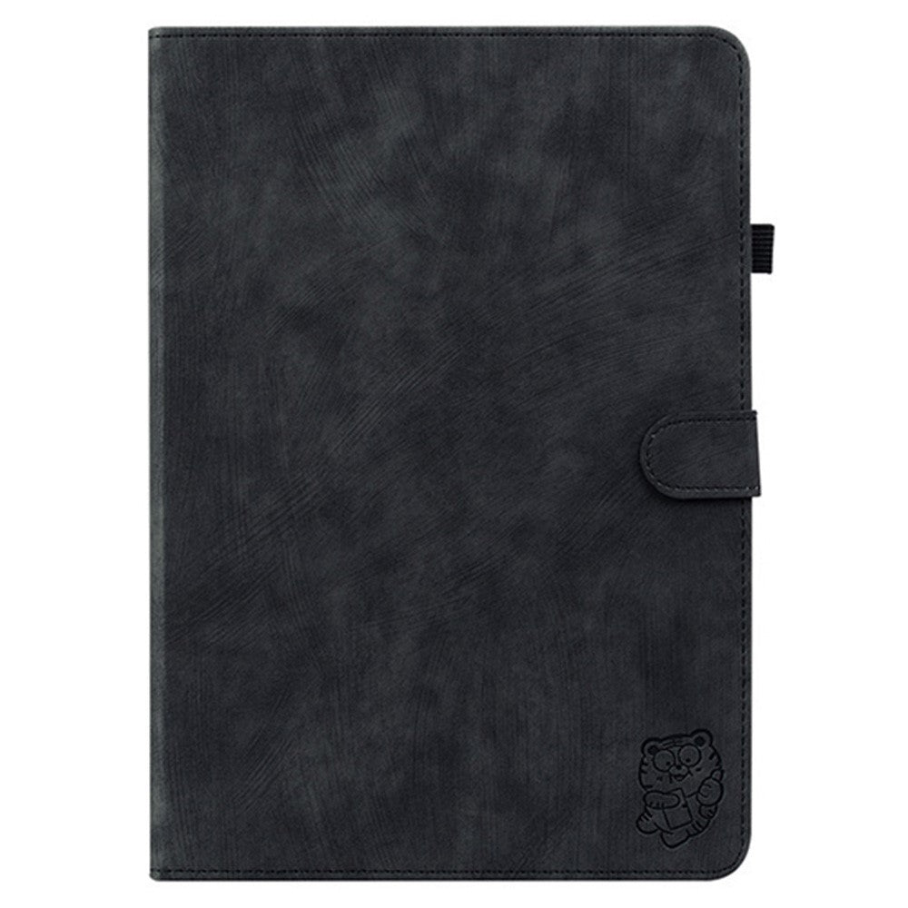 For Lenovo Idea Tab (TB336ZU / TB336FU)  /  Xiaoxin Pad 11 2025 Case Tiger Imprint Anti-Scratch PU Leather Tablet Cover - Black