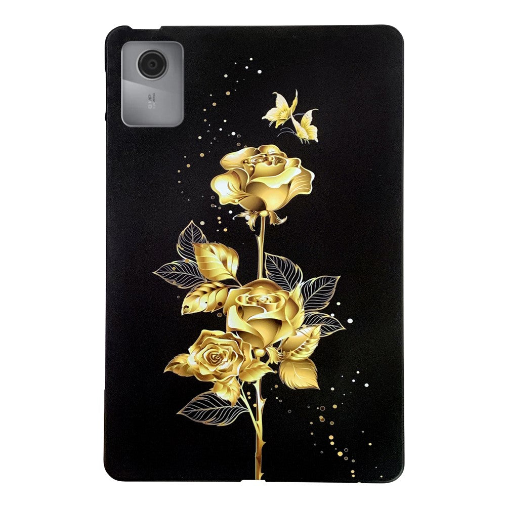 For Lenovo Idea Tab (TB336ZU / TB336FU)  /  Xiaoxin Pad 11 2025 TPU Case Pattern Printing Slim Tablet Protective Cover - Golden Butterfly Rose
