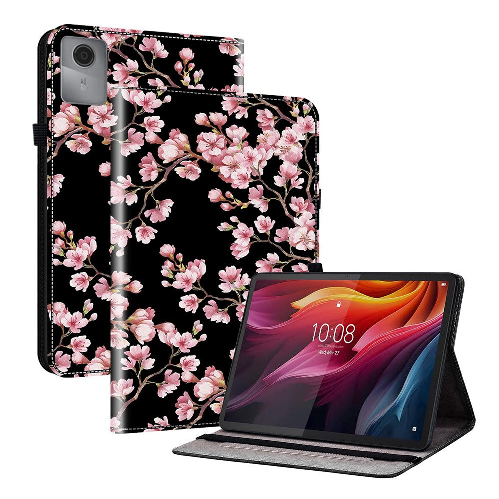 For Lenovo Idea Tab (TB336ZU / TB336FU)  /  Xiaoxin Pad 11 2025 Leather Case Pattern Printed Stand Tablet Cover with Card Slots - Plum Blossom