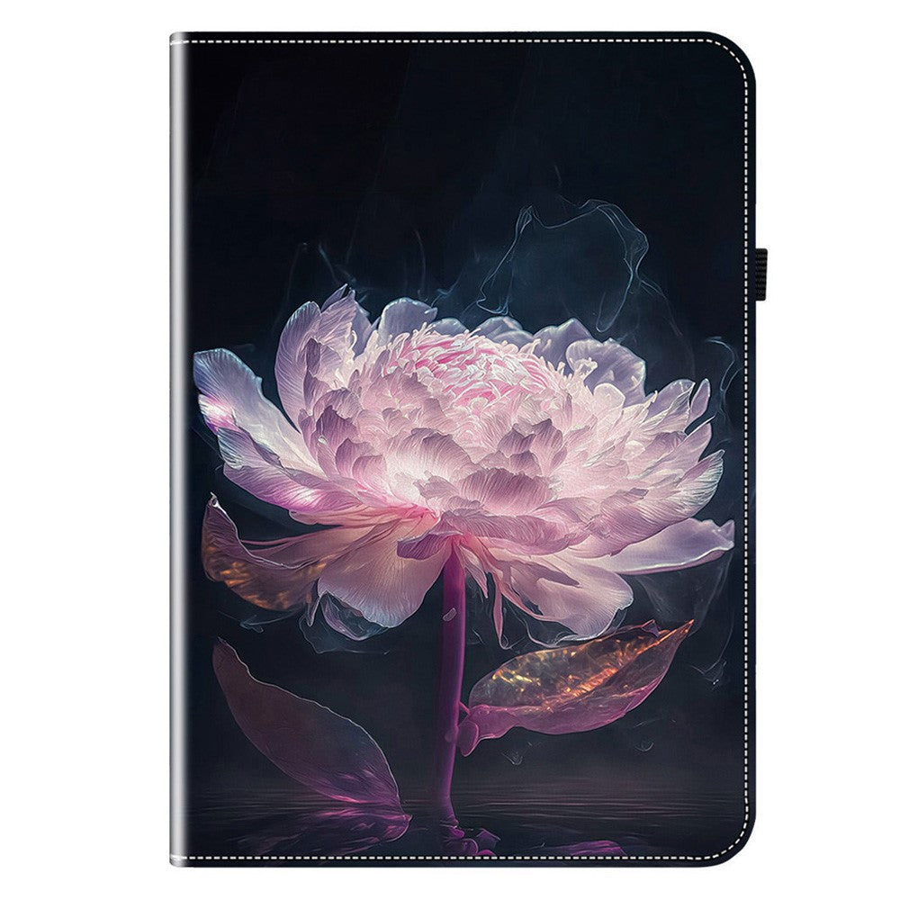 For Lenovo Idea Tab (TB336ZU / TB336FU)  /  Xiaoxin Pad 11 2025 Leather Case Pattern Printed Stand Tablet Cover with Card Slots - Purple Peony