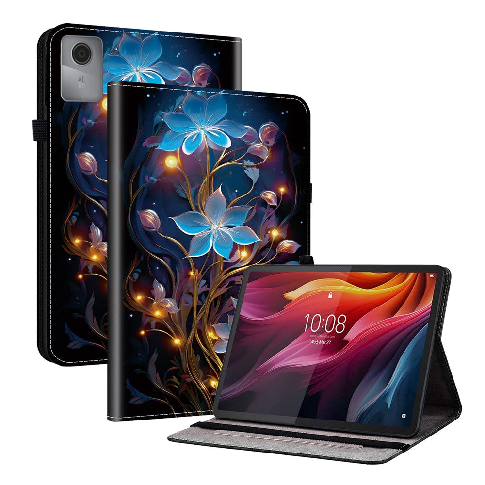 For Lenovo Idea Tab (TB336ZU / TB336FU)  /  Xiaoxin Pad 11 2025 Leather Case Pattern Printed Stand Tablet Cover with Card Slots - Small Lantern Flower