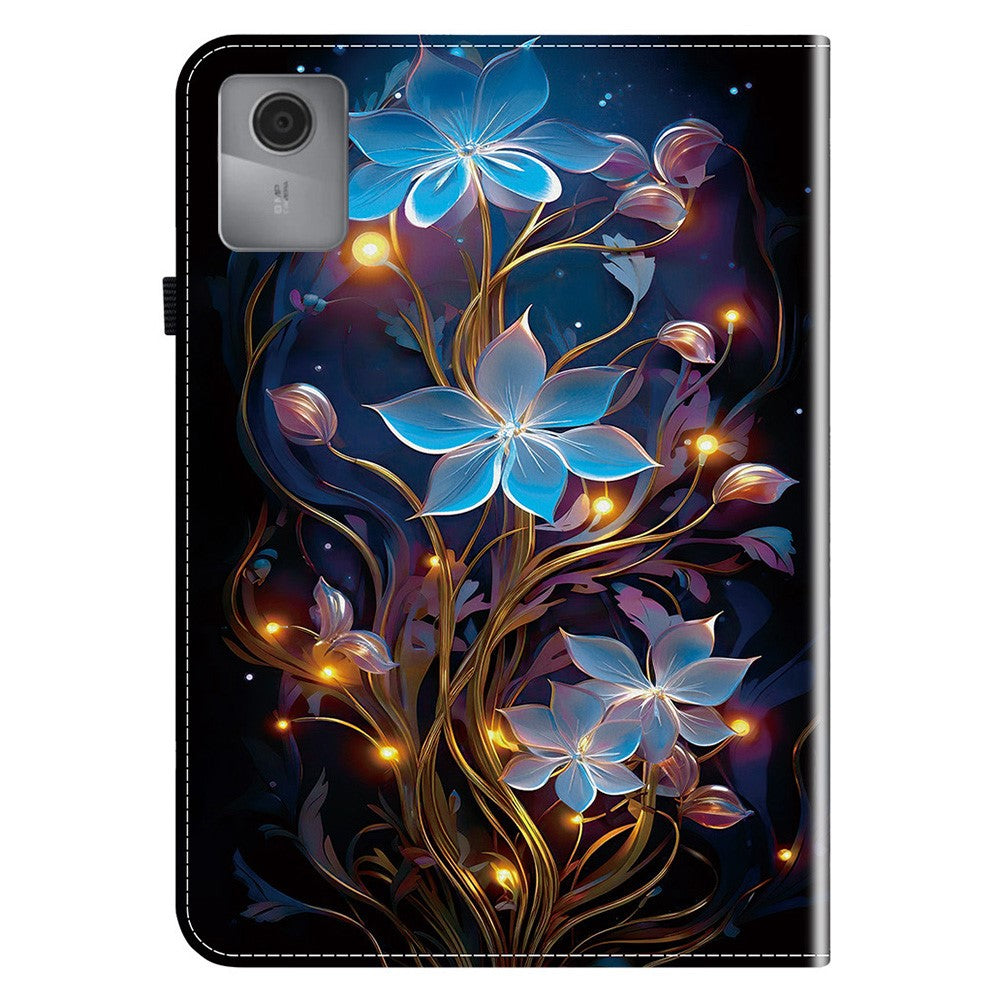 For Lenovo Idea Tab (TB336ZU / TB336FU)  /  Xiaoxin Pad 11 2025 Leather Case Pattern Printed Stand Tablet Cover with Card Slots - Small Lantern Flower