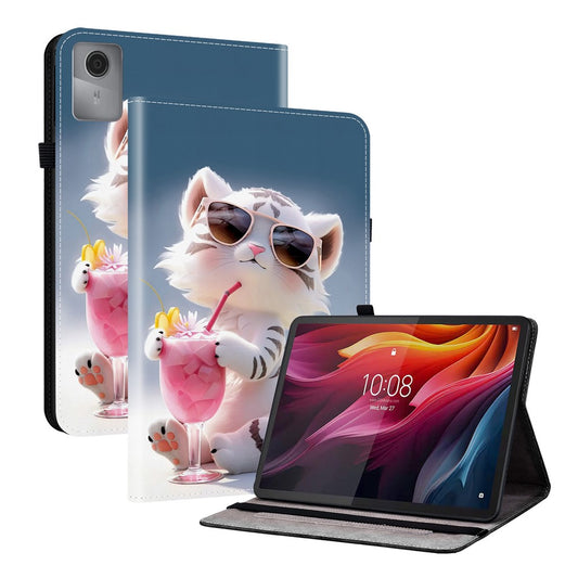 For Lenovo Idea Tab (TB336ZU / TB336FU)  /  Xiaoxin Pad 11 2025 Leather Case Pattern Printed Stand Tablet Cover with Card Slots - Cartoon Tiger