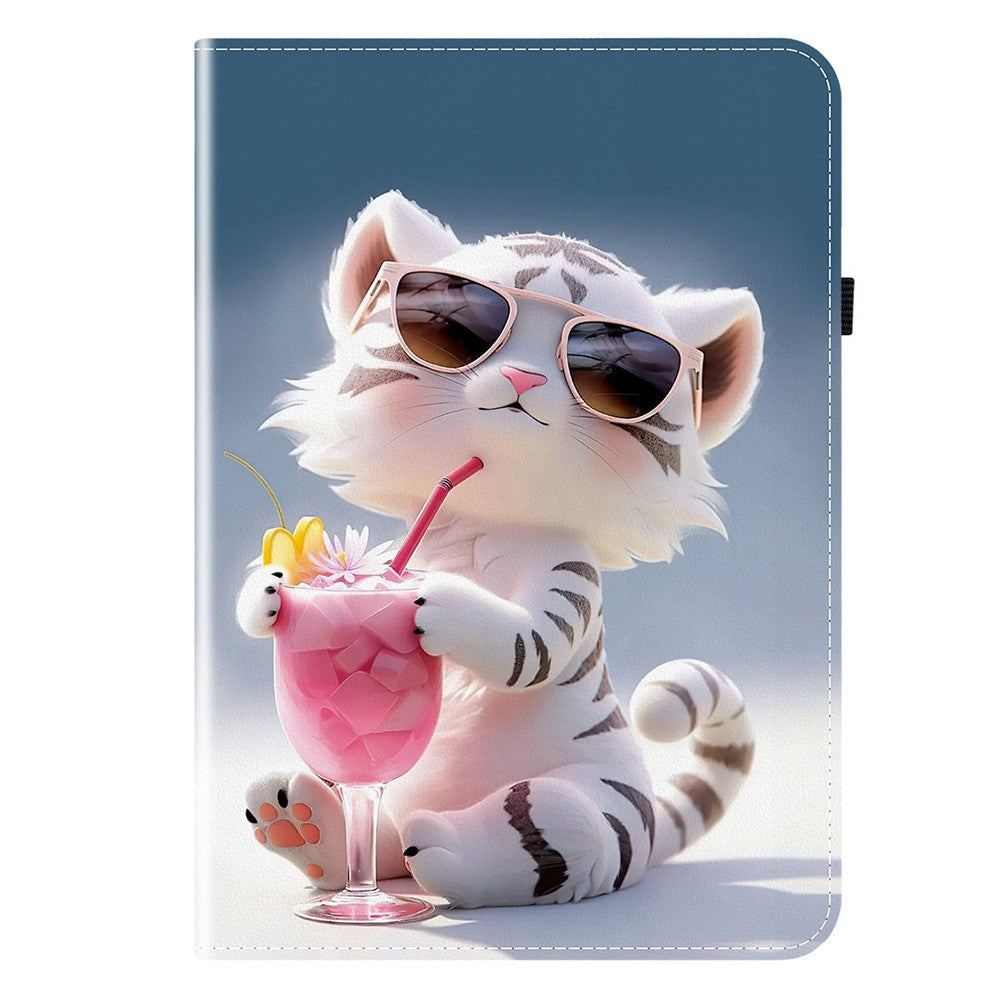 For Lenovo Idea Tab (TB336ZU / TB336FU)  /  Xiaoxin Pad 11 2025 Leather Case Pattern Printed Stand Tablet Cover with Card Slots - Cartoon Tiger