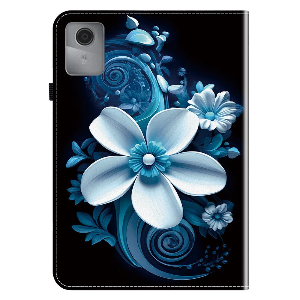For Lenovo Idea Tab (TB336ZU / TB336FU)  /  Xiaoxin Pad 11 2025 Leather Case Pattern Printed Stand Tablet Cover with Card Slots - Black Orchid