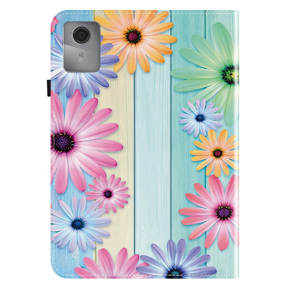 For Lenovo Idea Tab (TB336ZU / TB336FU)  /  Xiaoxin Pad 11 2025 Leather Case Pattern Printed Stand Tablet Cover with Card Slots - Sunflower