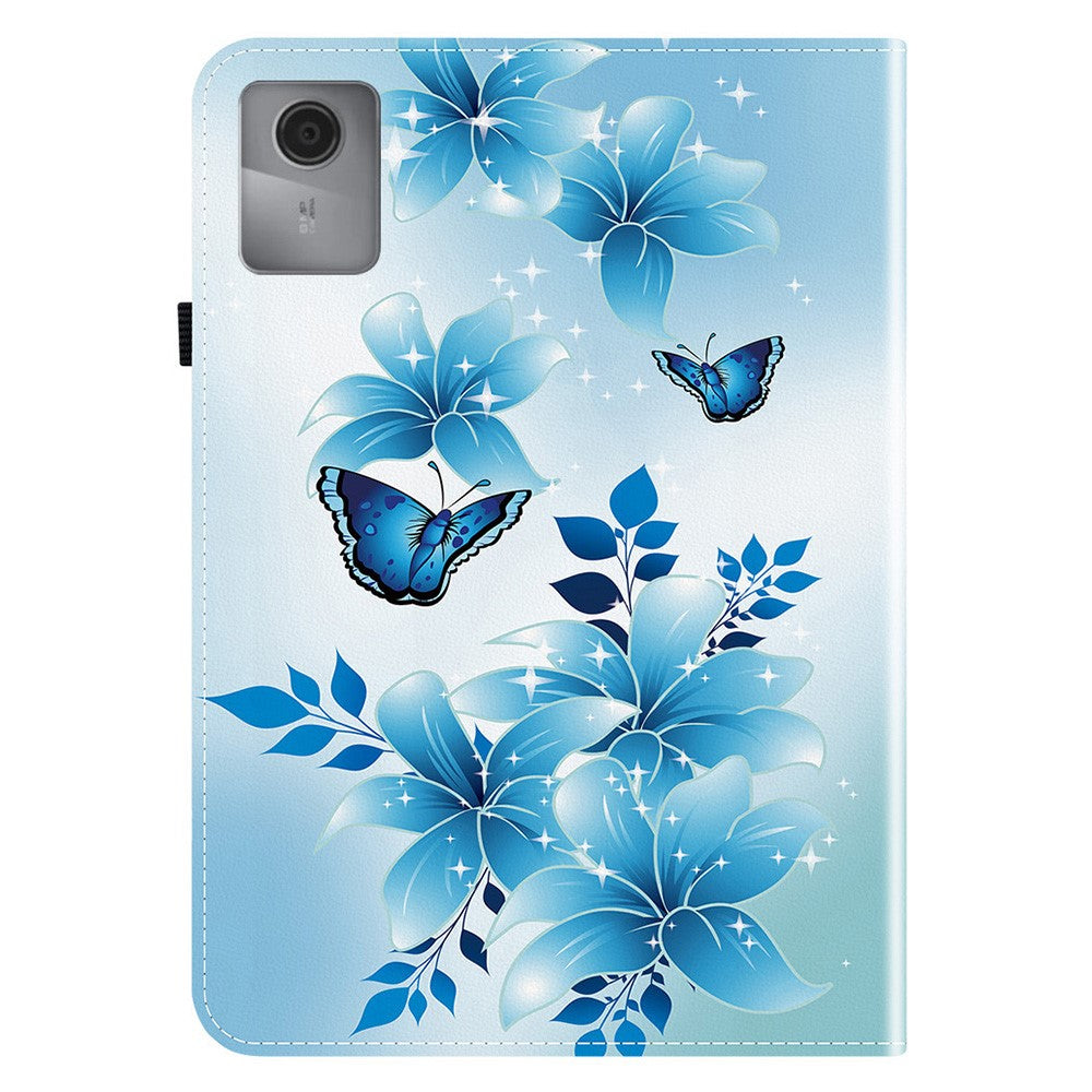 For Lenovo Idea Tab (TB336ZU / TB336FU)  /  Xiaoxin Pad 11 2025 Leather Case Pattern Printed Stand Tablet Cover with Card Slots - Blue Butterfly