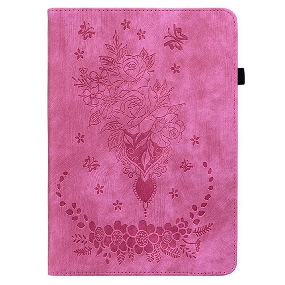 For Lenovo Legion Y700 Gen 4 Case Card Holder Anti-Scratch Leather Cover Rose Flower Imprint - Rose