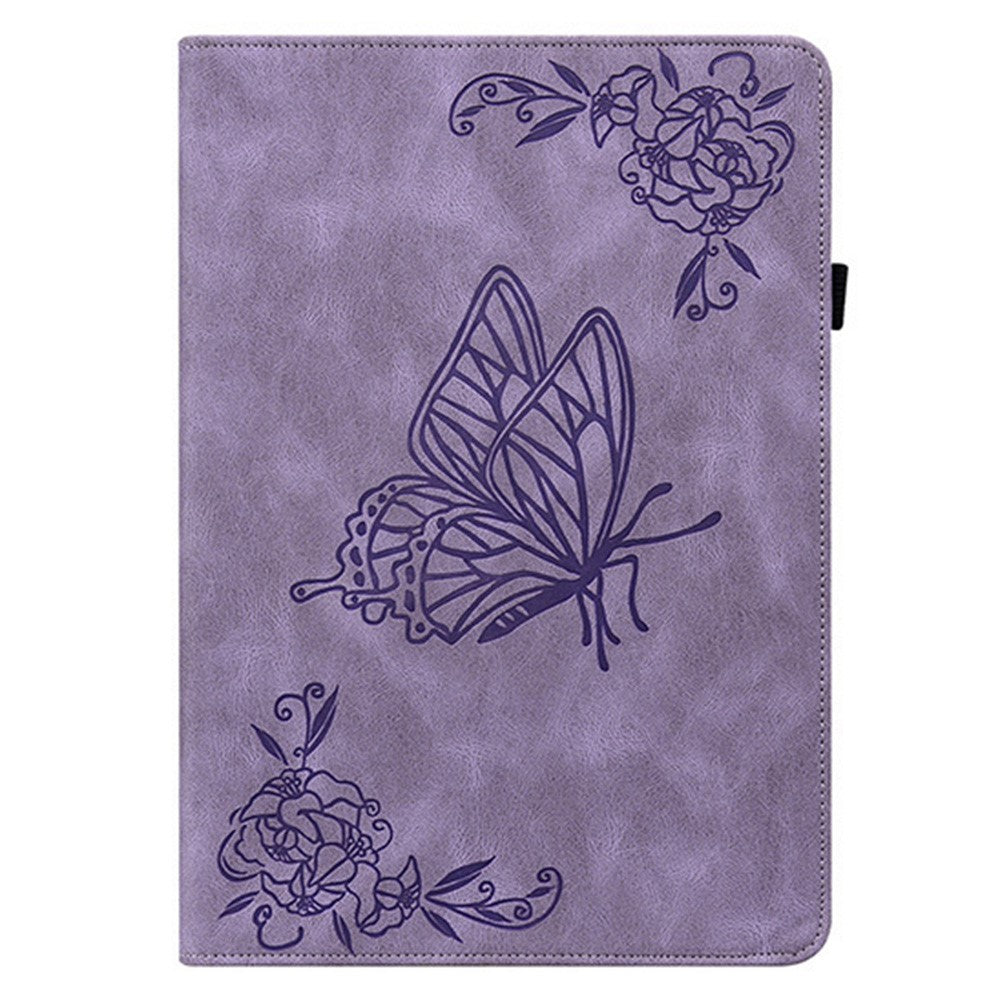 For Lenovo Legion Y700 Gen 4 Case Butterfly Flower Imprint PU Leather Tablet Cover with Card Slots - Purple