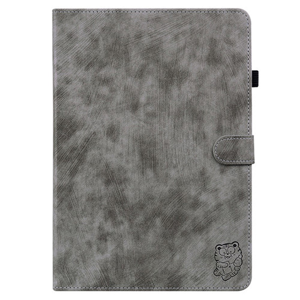For Lenovo Legion Y700 Gen 4 Case Tiger Imprint Anti-Scratch PU Leather Tablet Cover - Grey