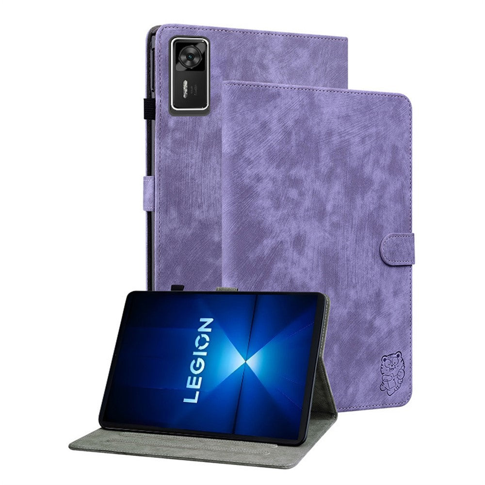 For Lenovo Legion Y700 Gen 4 Case Tiger Imprint Anti-Scratch PU Leather Tablet Cover - Purple