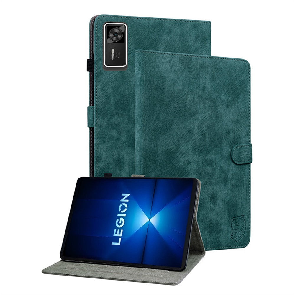 For Lenovo Legion Y700 Gen 4 Case Tiger Imprint Anti-Scratch PU Leather Tablet Cover - Green