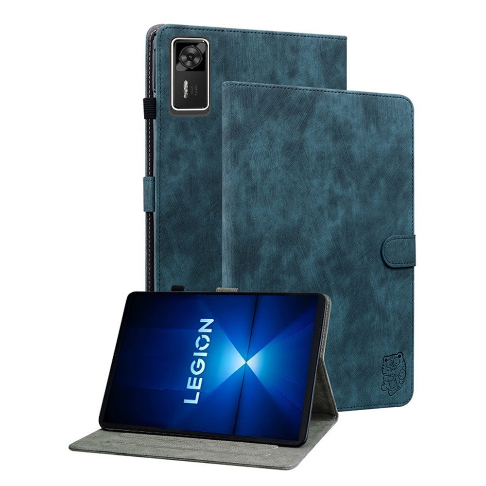 For Lenovo Legion Y700 Gen 4 Case Tiger Imprint Anti-Scratch PU Leather Tablet Cover - Blue