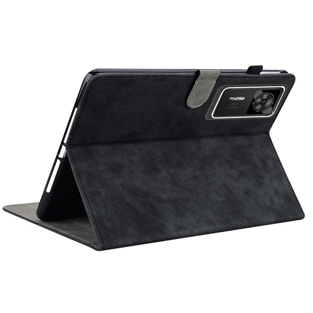 For Lenovo Legion Y700 Gen 4 Case Tiger Imprint Anti-Scratch PU Leather Tablet Cover - Black