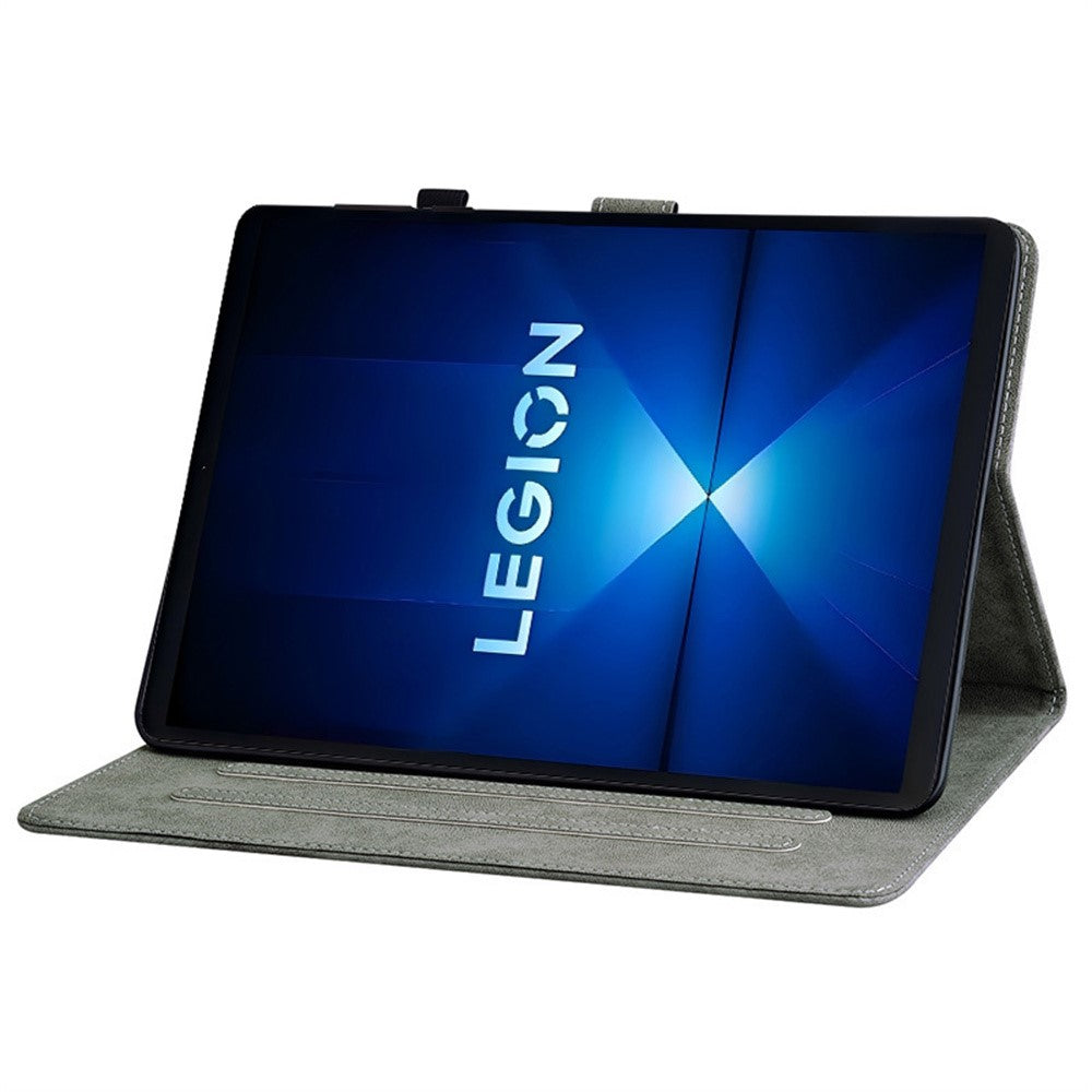 For Lenovo Legion Y700 Gen 4 Case Tiger Imprint Anti-Scratch PU Leather Tablet Cover - Black