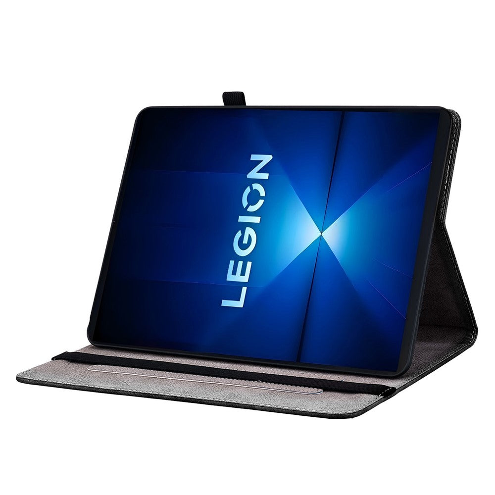 For Lenovo Legion Y700 Gen 4 Leather Case Pattern Printed Stand Tablet Cover with Card Slots - Purple Peony