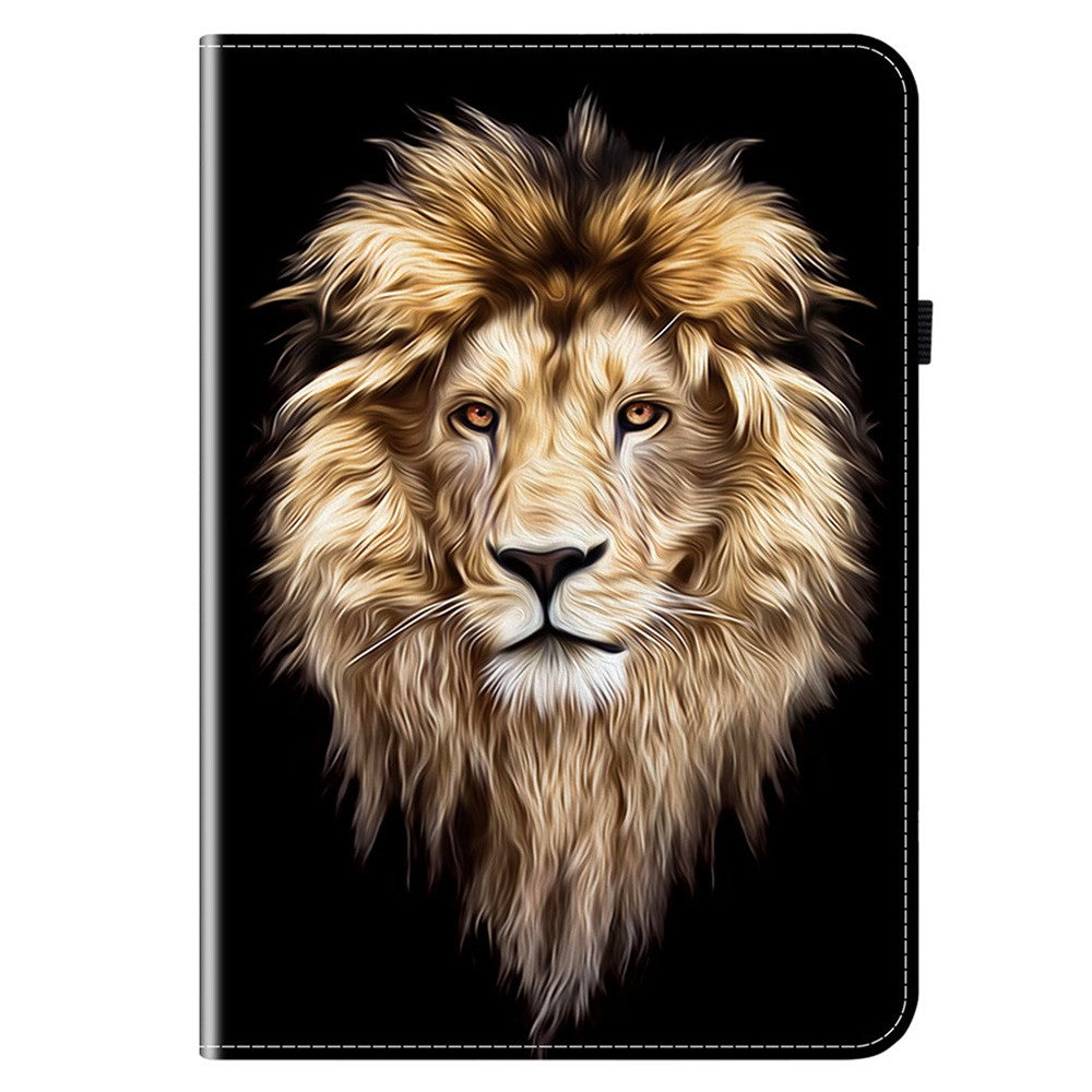 For Lenovo Legion Y700 Gen 4 Leather Case Pattern Printed Stand Tablet Cover with Card Slots - Lion Head