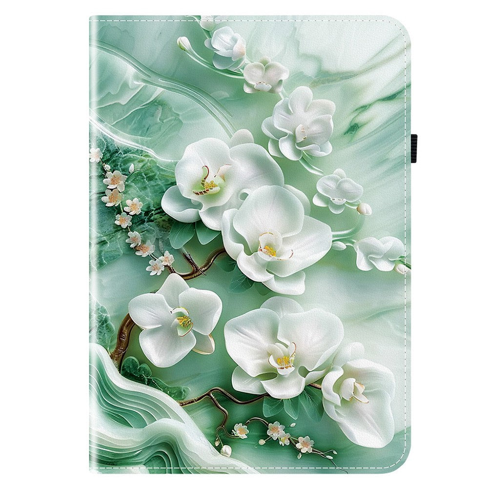 For Lenovo Legion Y700 Gen 4 Leather Case Pattern Printed Stand Tablet Cover with Card Slots - Jade Flower