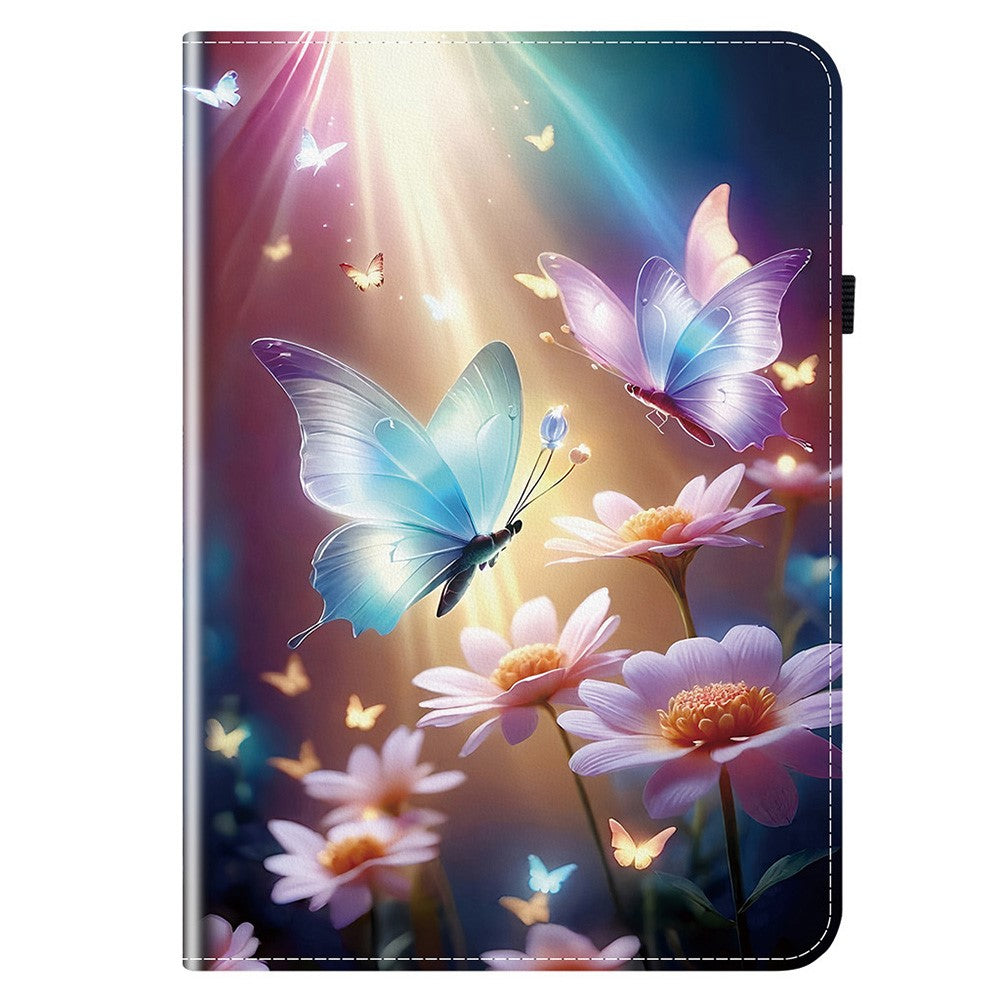 For Lenovo Legion Y700 Gen 4 Leather Case Pattern Printed Stand Tablet Cover with Card Slots - Butterfly Floral
