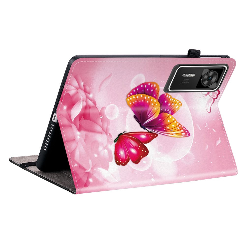 For Lenovo Legion Y700 Gen 4 Leather Case Pattern Printed Stand Tablet Cover with Card Slots - Pink Butterfly