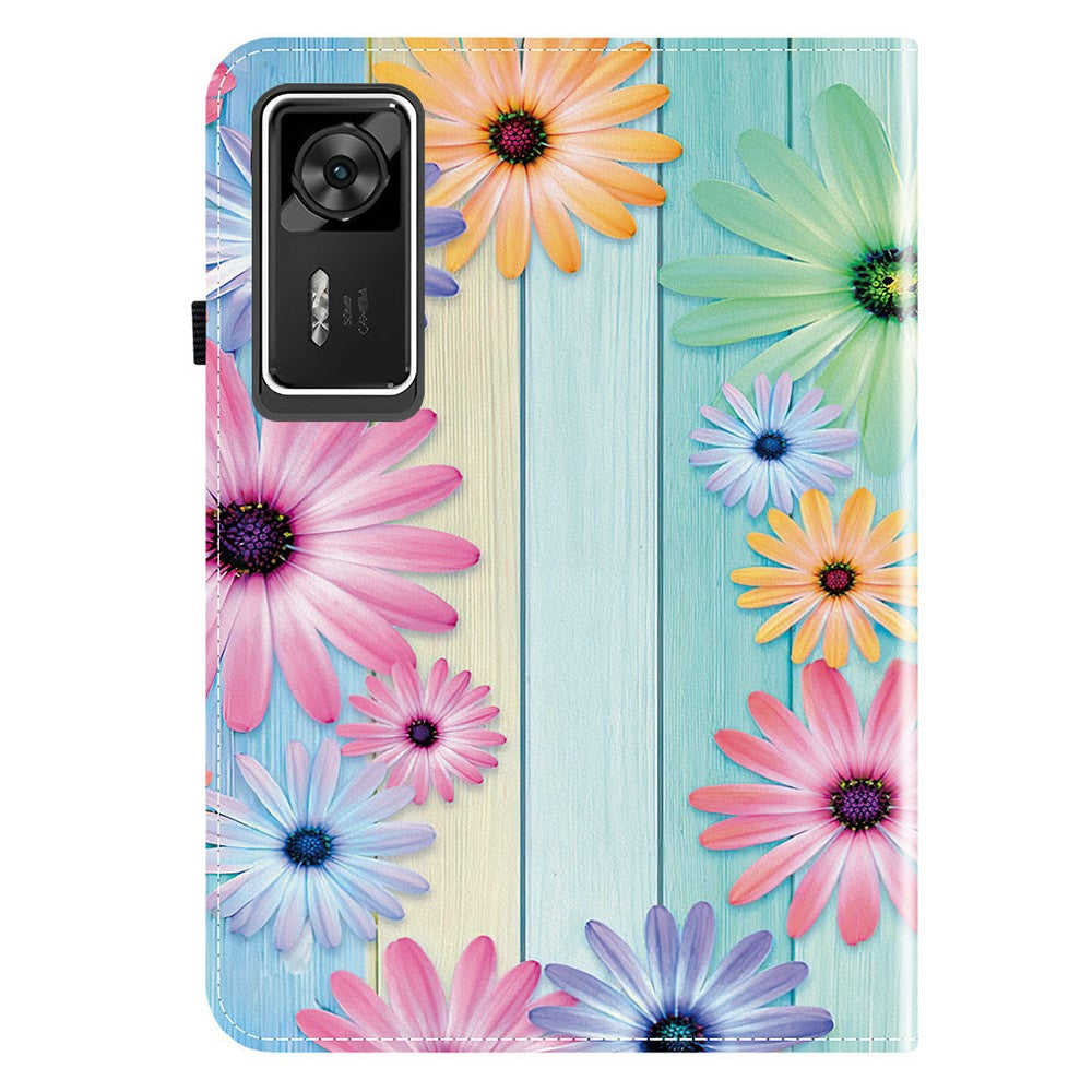 For Lenovo Legion Y700 Gen 4 Leather Case Pattern Printed Stand Tablet Cover with Card Slots - Sunflower