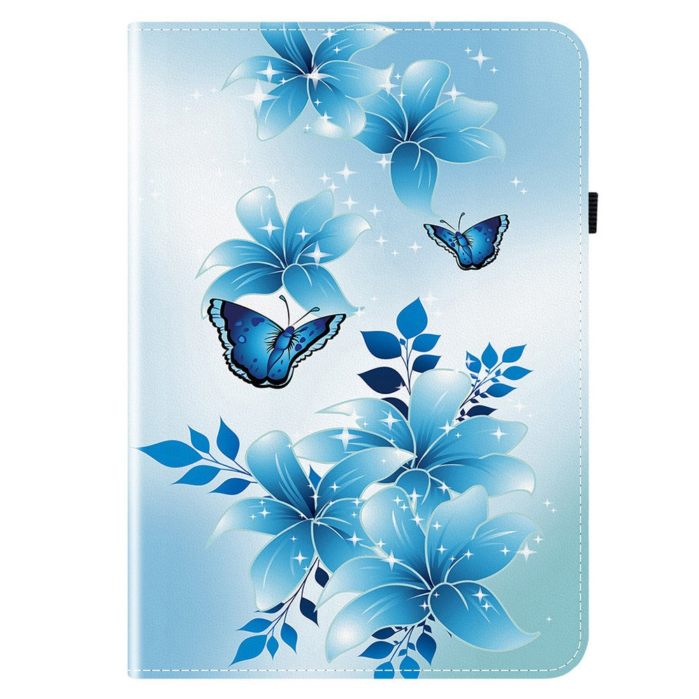 For Lenovo Legion Y700 Gen 4 Leather Case Pattern Printed Stand Tablet Cover with Card Slots - Blue Butterfly