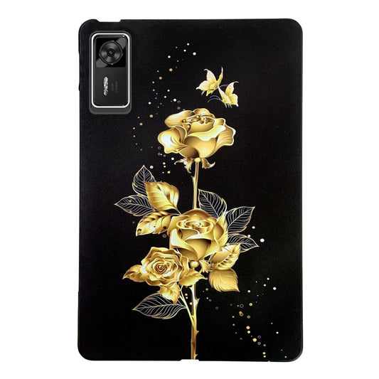 For Lenovo Legion Y700 Gen 4 TPU Case Pattern Printing Slim Tablet Protective Cover - Golden Butterfly Rose