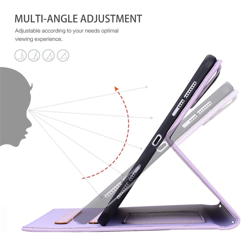 For Lenovo Tab P12 Case 3D Effect Cat Pattern Leather Stand Table Cover with Wallet, Stylus Holder - Purple