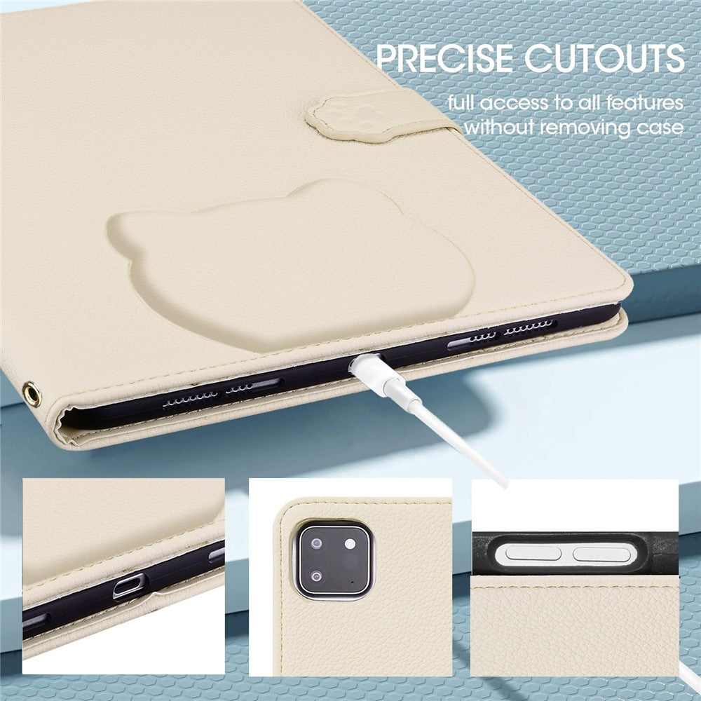 For Lenovo Tab P12 Case 3D Effect Cat Pattern Leather Stand Table Cover with Wallet, Stylus Holder - Apricot