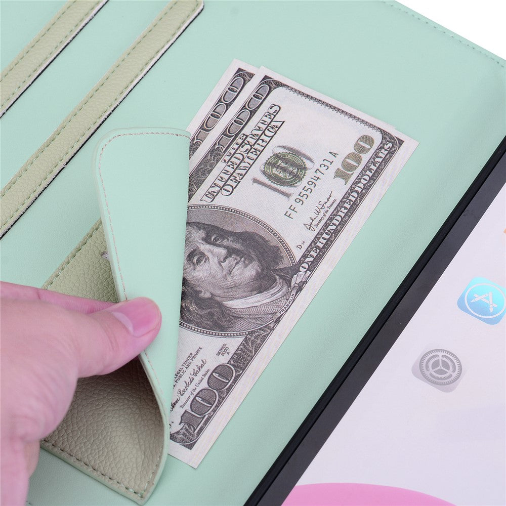 For Lenovo Tab P12 Case 3D Effect Cat Pattern Leather Stand Table Cover with Wallet, Stylus Holder - Green